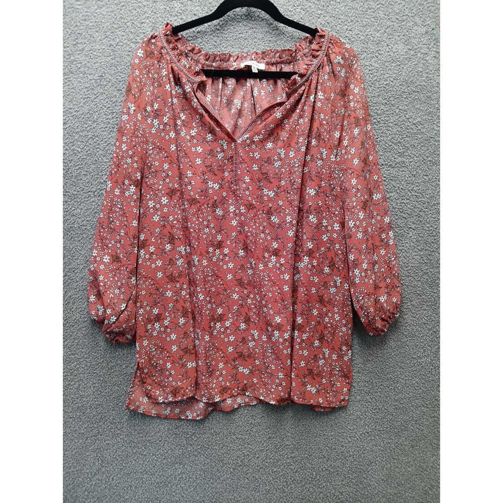 Investments Leopard Blouse Women 3X Blue Animal Print Career Romantic Draped